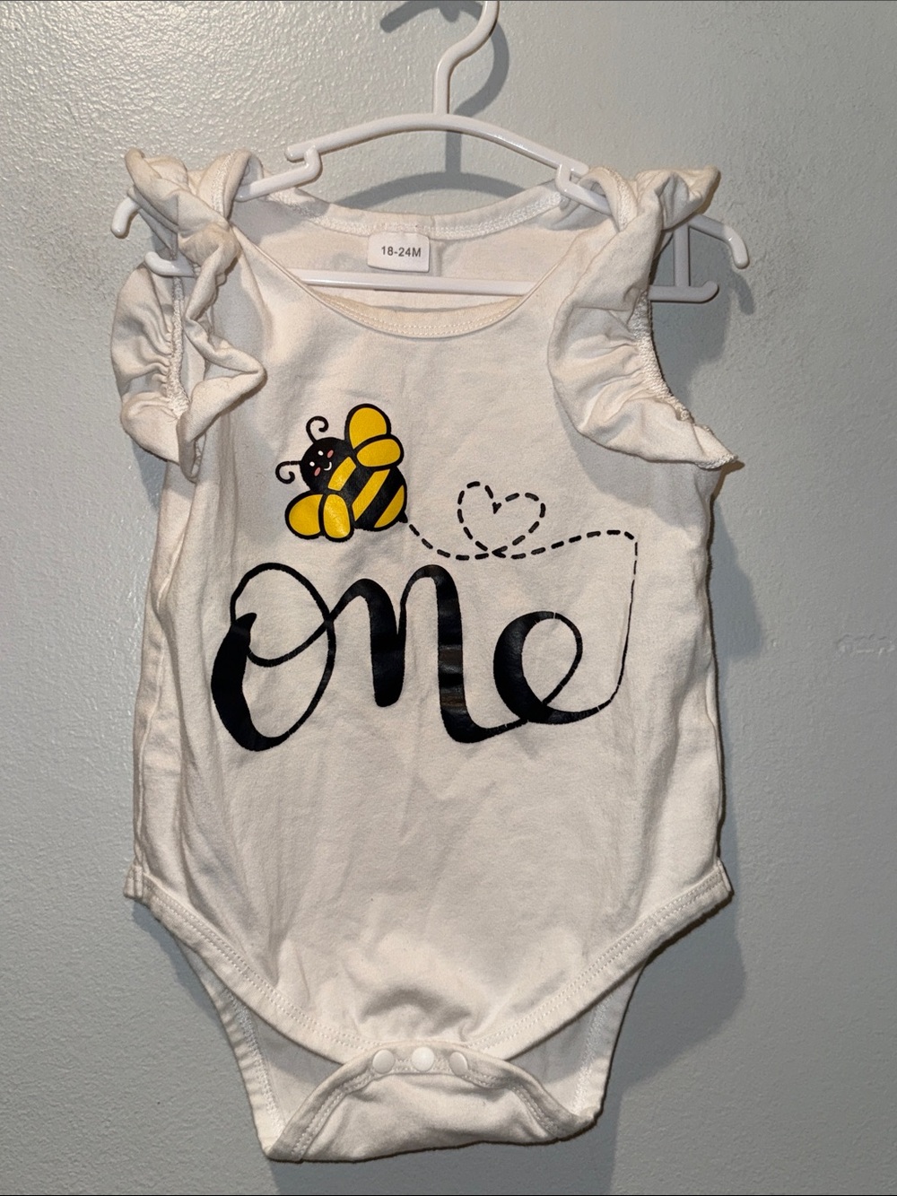 Bee First Birthday 18 - 24 Months Baby Girls' White One Piece Bodysuit